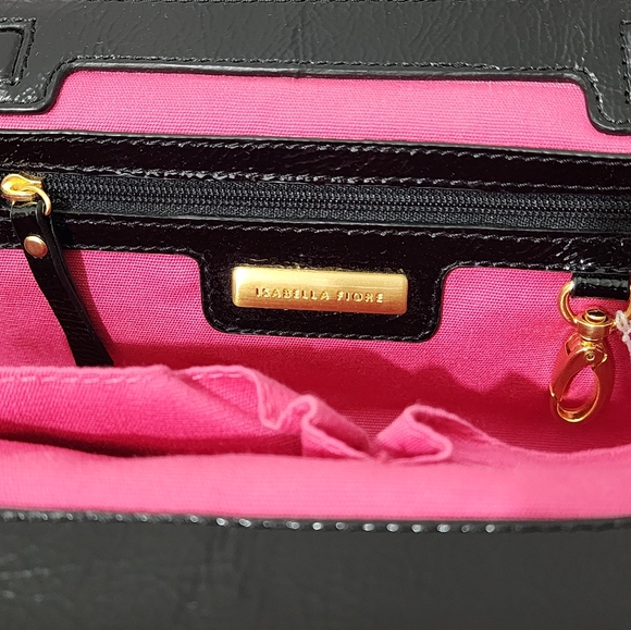 ISABELLA FIORE SUNRISE JEANNIE BLACK LEATHER HANDBAG New without Tags - Picture 6 of 8